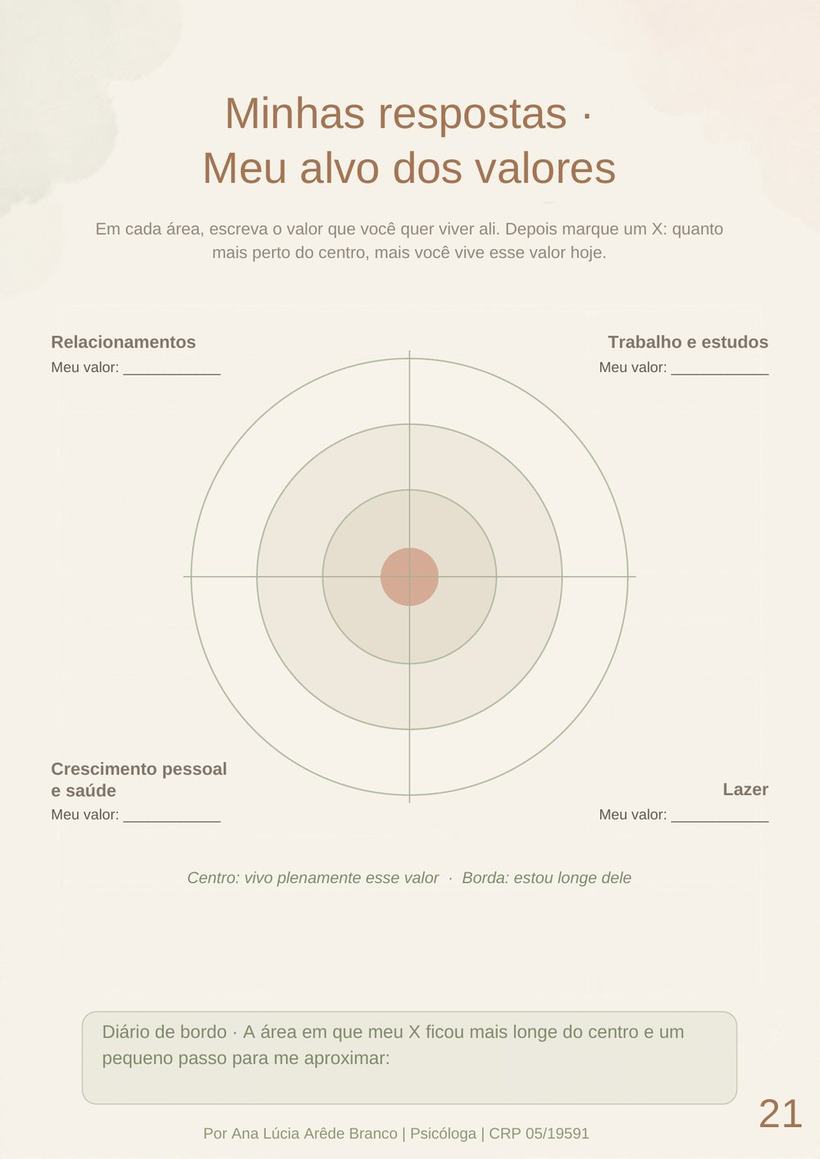 Página do e-book: Meu alvo dos valores